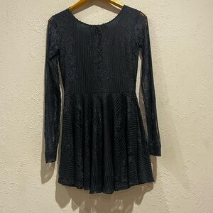 For Love & Lemon Black Lace Long Sleeved Mini Dress